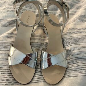 Miu Miu Silver Strappy Sandals with Ankle Straps